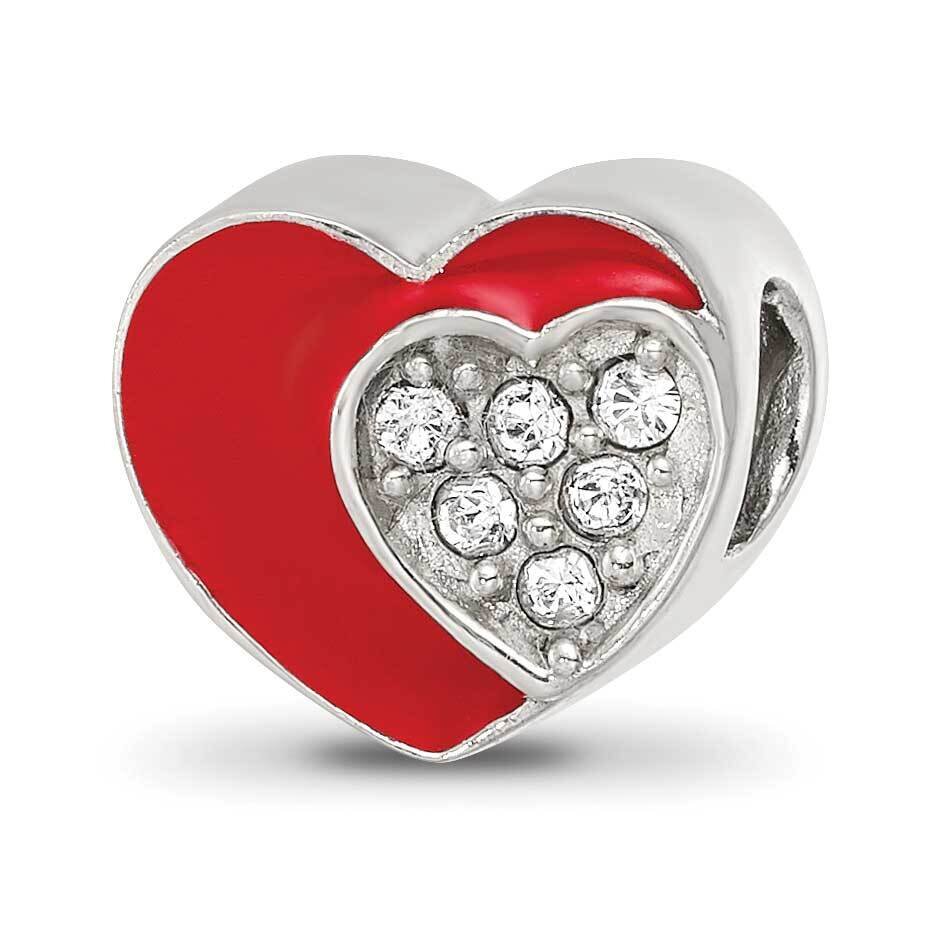 Preciosa Crystal Enamel Heart Bead Sterling Silver QRS4205, MPN: QRS4205,