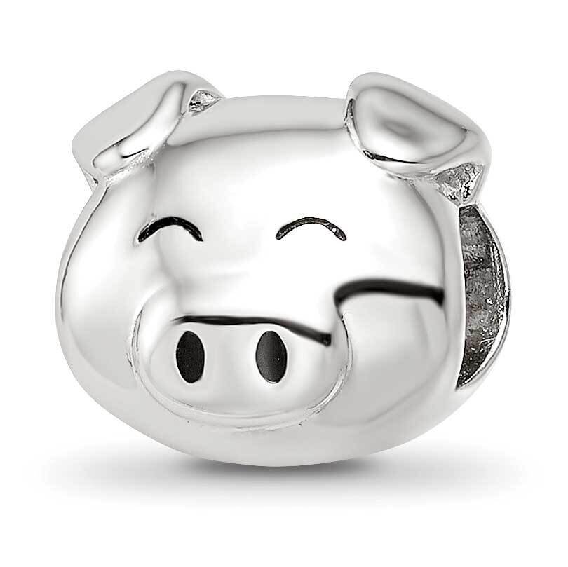 Enamel Pig Bead Sterling Silver Rhodium-plated QRS4166, MPN: QRS4166,