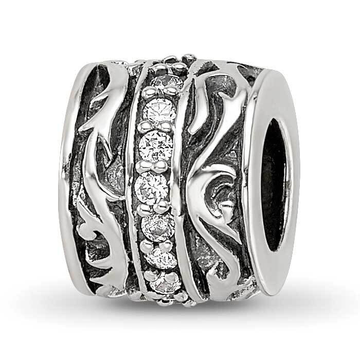 CZ Antiqued Swirl Design Bead Sterling Silver QRS4238, MPN: QRS4238,