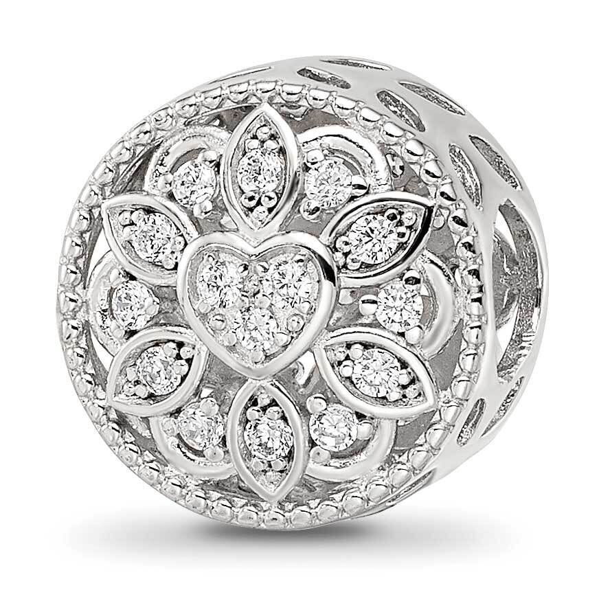 CZ Floral Cut-Out Bead Sterling Silver Rhodium-plated QRS4173, MPN: QRS4173,