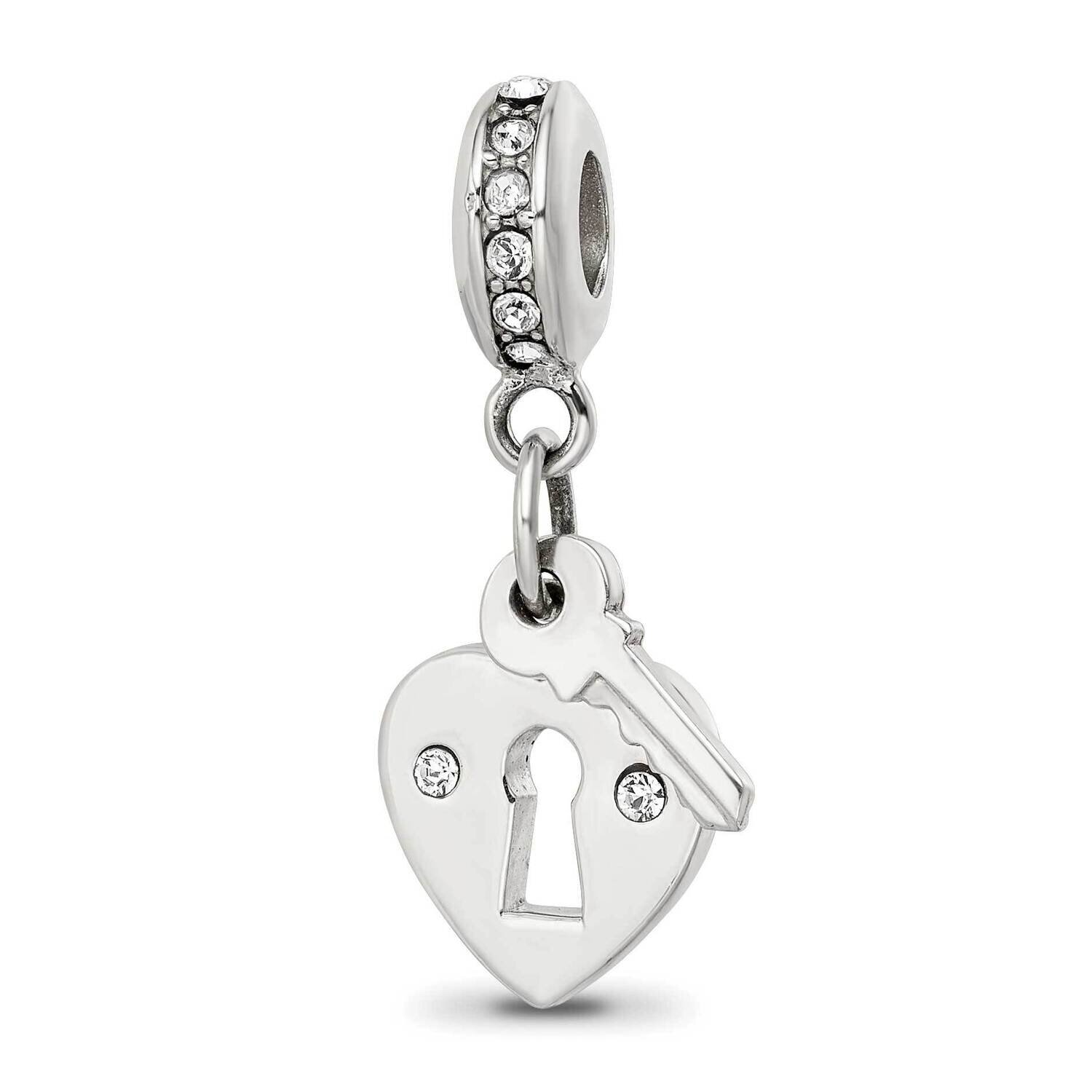 Preciosa Crystal Heart Lock &amp; Key Bead Sterling Silver QRS4224