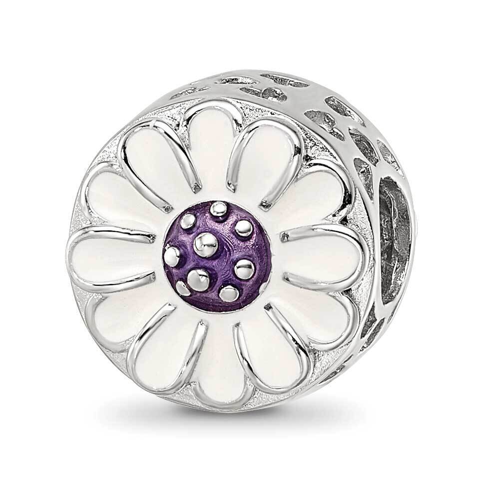 Enamel Flower Bead Sterling Silver Rhodium-plated QRS4182, MPN: QRS4182,