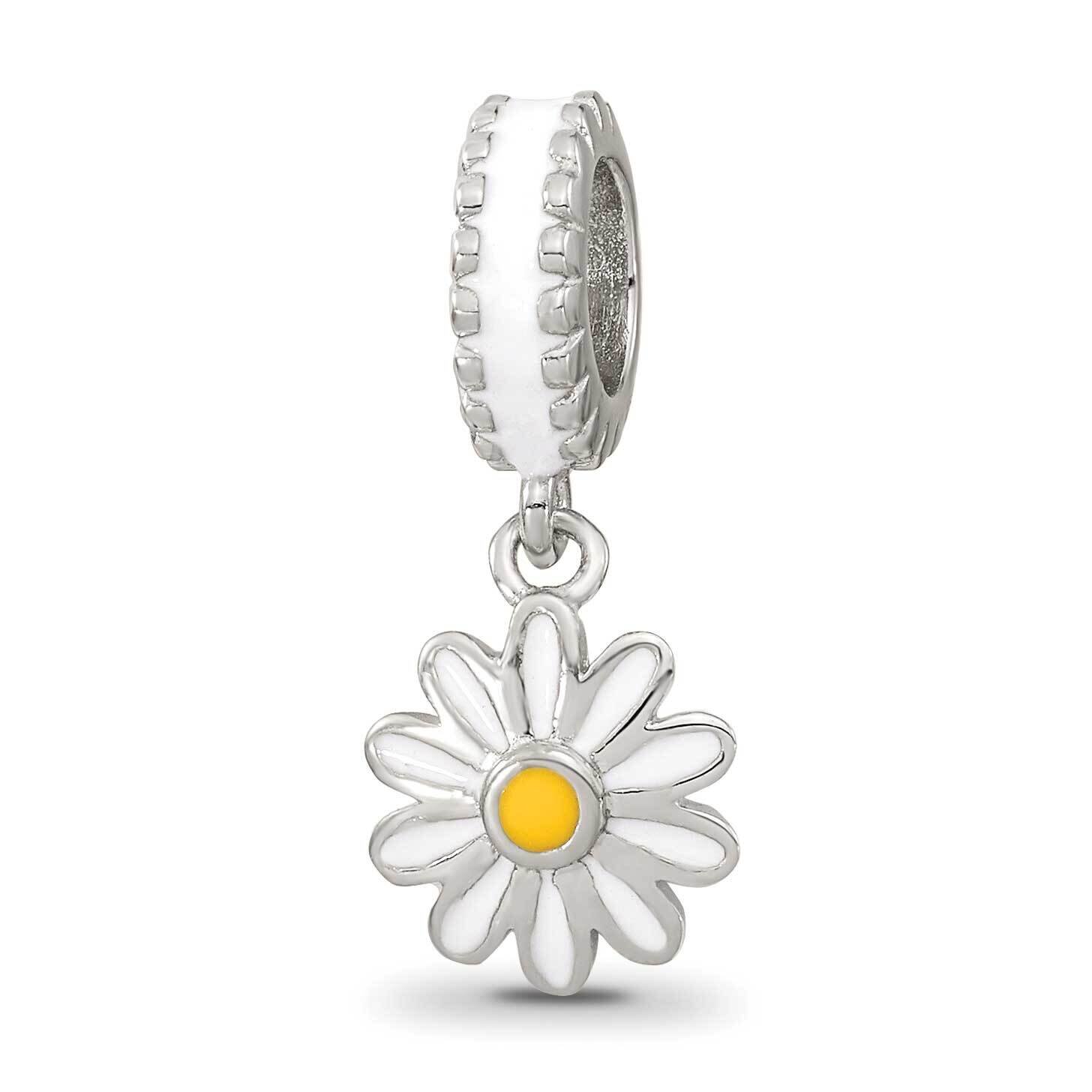 Enamel Daisies Bead Sterling Silver Rhodium-plated QRS4190, MPN: QRS4190,