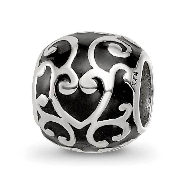 Enamel Swirly Hearts Pattern Bead Sterling Silver QRS4245, MPN: QRS4245,