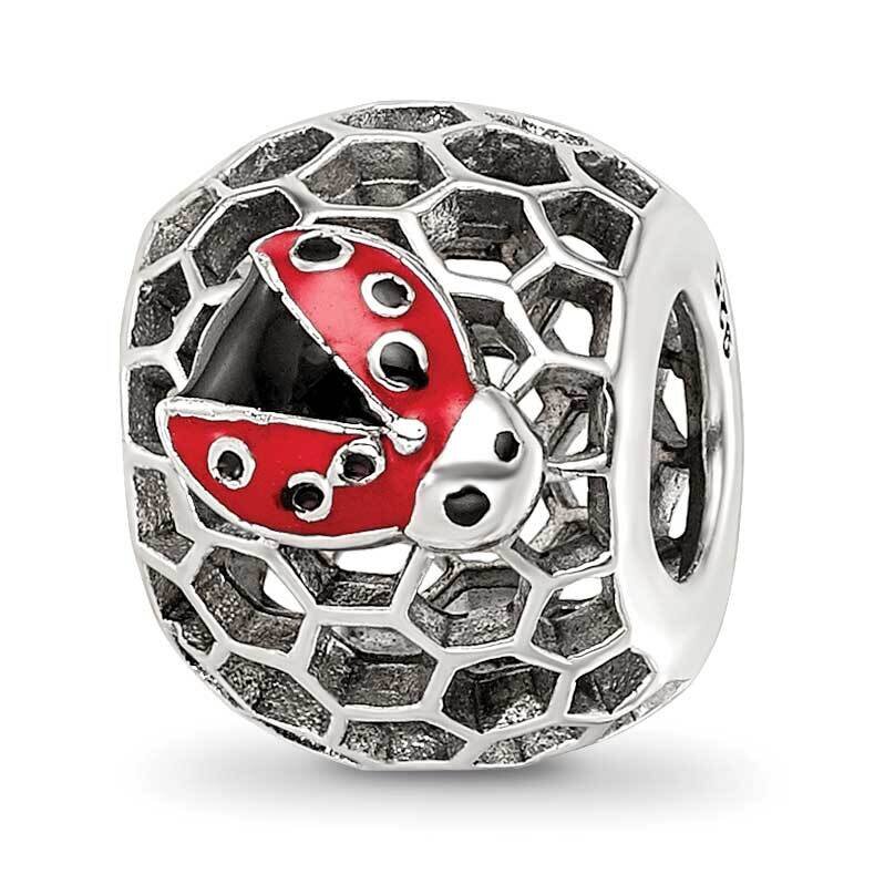 Enamel Lady Bug Bead Sterling Silver Rhodium-plated QRS4254, MPN: QRS4254,