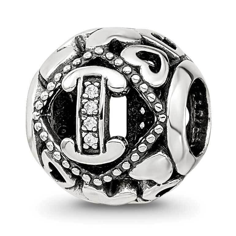 CZ Letter I Bead Sterling Silver QRS4102, MPN: QRS4102,