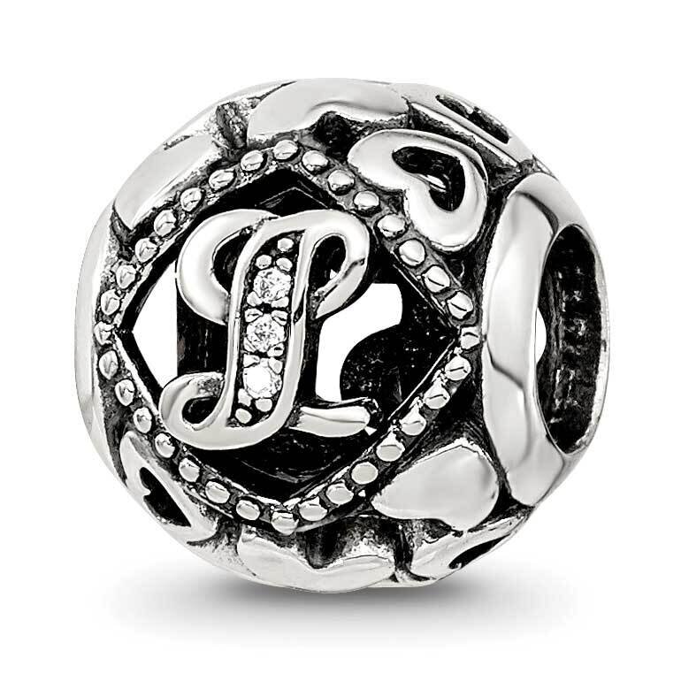 CZ Letter L Bead Sterling Silver QRS4105, MPN: QRS4105,