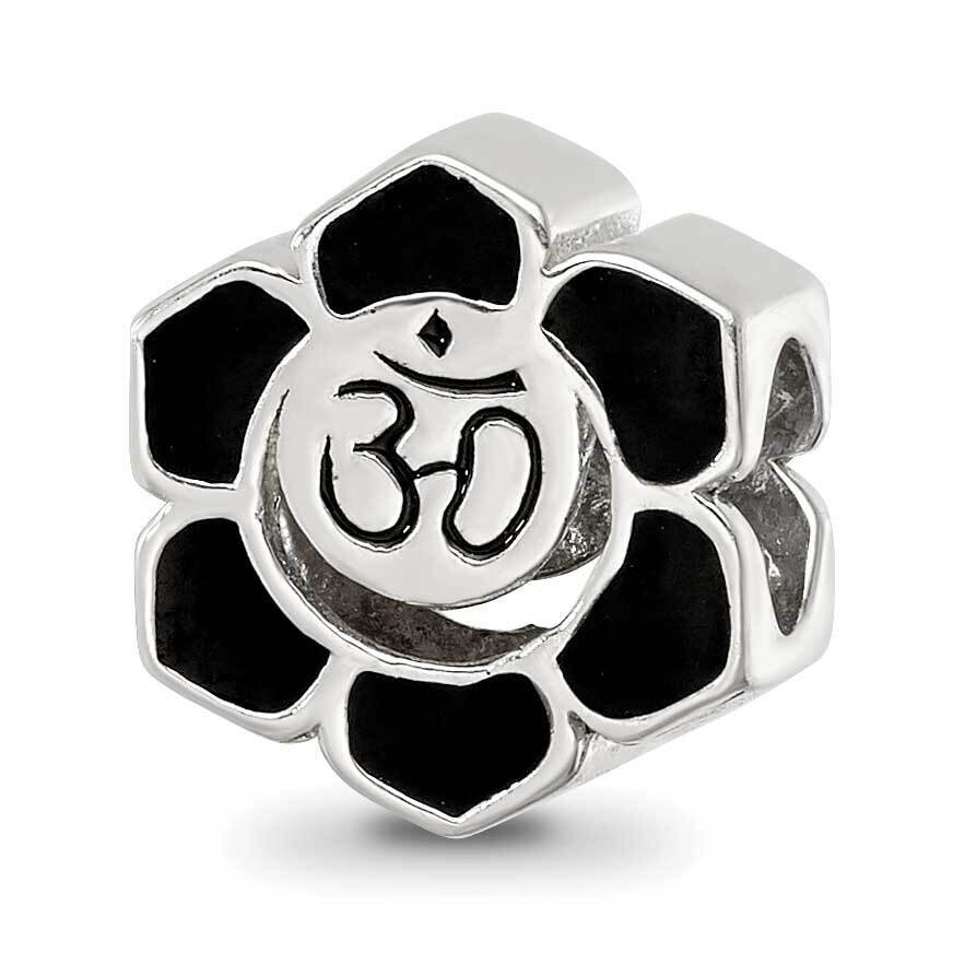 Enamel Om Symbol Flower Bead Sterling Silver QRS4213, MPN: QRS4213,