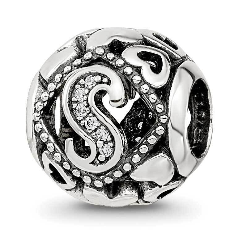 CZ Letter S Bead Sterling Silver QRS4112, MPN: QRS4112,