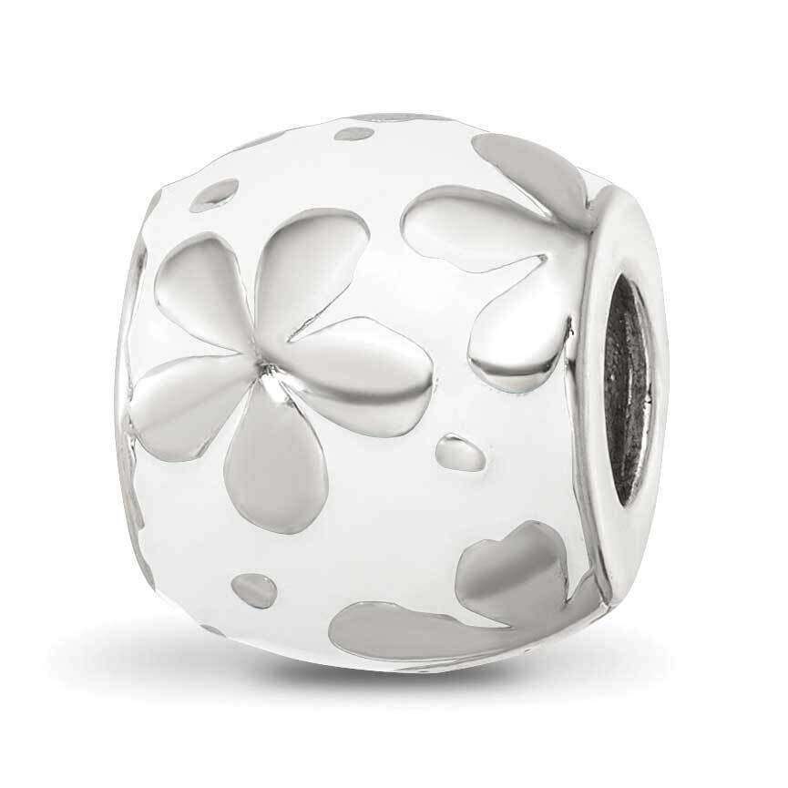 White Enamel Floral Bead Sterling Silver QRS4215
