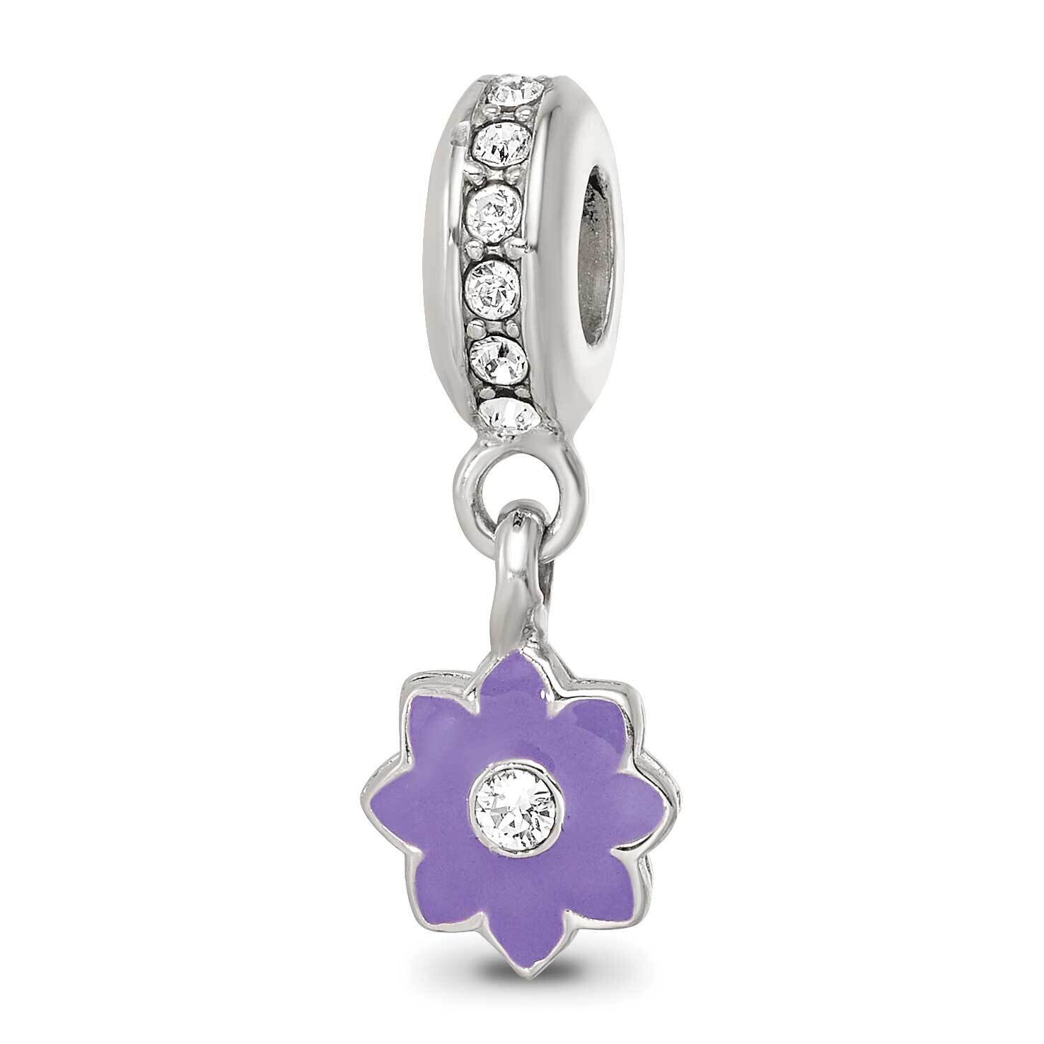 SS Preciosa Crystal Purple Enamel Dangle Flower Bead QRS4223