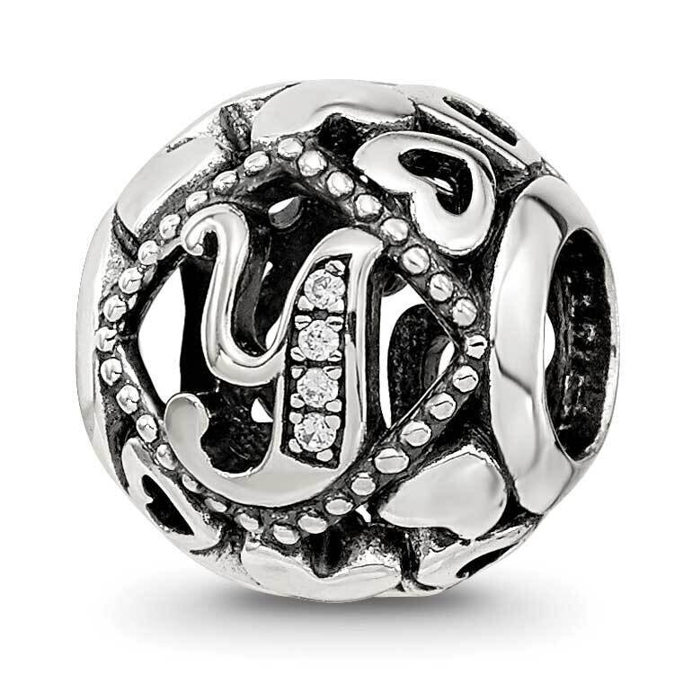CZ Letter Y Bead Sterling Silver QRS4118, MPN: QRS4118,