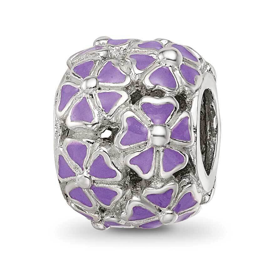 Purple Enamel Floral Bead Sterling Silver QRS4234, MPN: QRS4234,