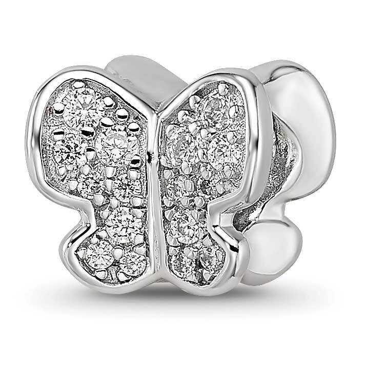 Enamel CZ Butterfly Bead Sterling Silver Rhodium-plated QRS4129, MPN: QRS4129,