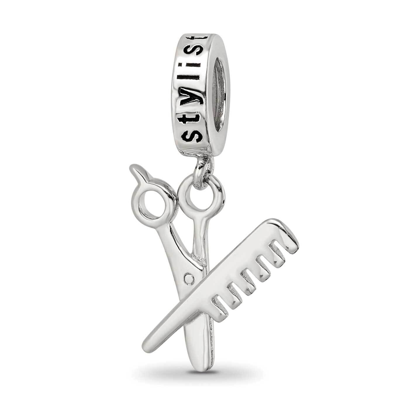 Scissor/Comb Dangle Bead Sterling Silver Rhodium-plated QRS4133, MPN: QRS4133,