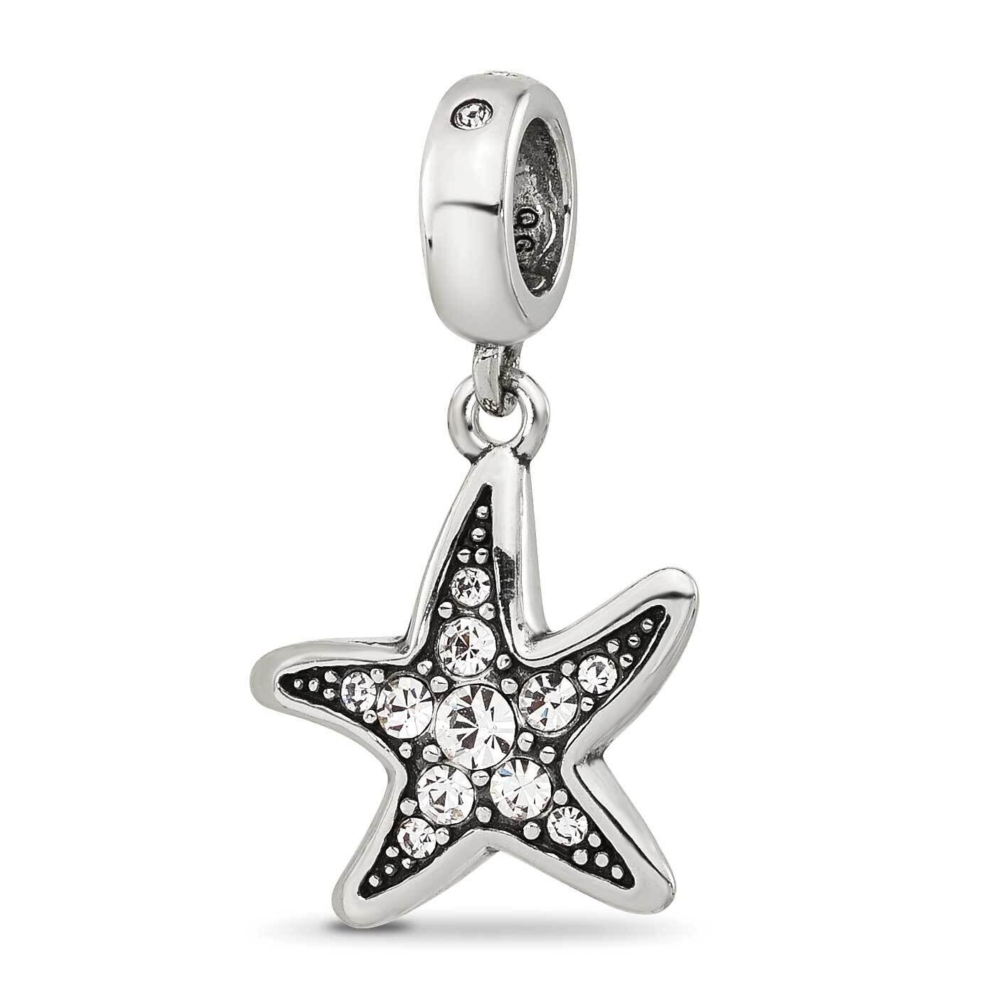 Clear CZ Starfish Dangle Bead Sterling Silver QRS4287, MPN: QRS4287,