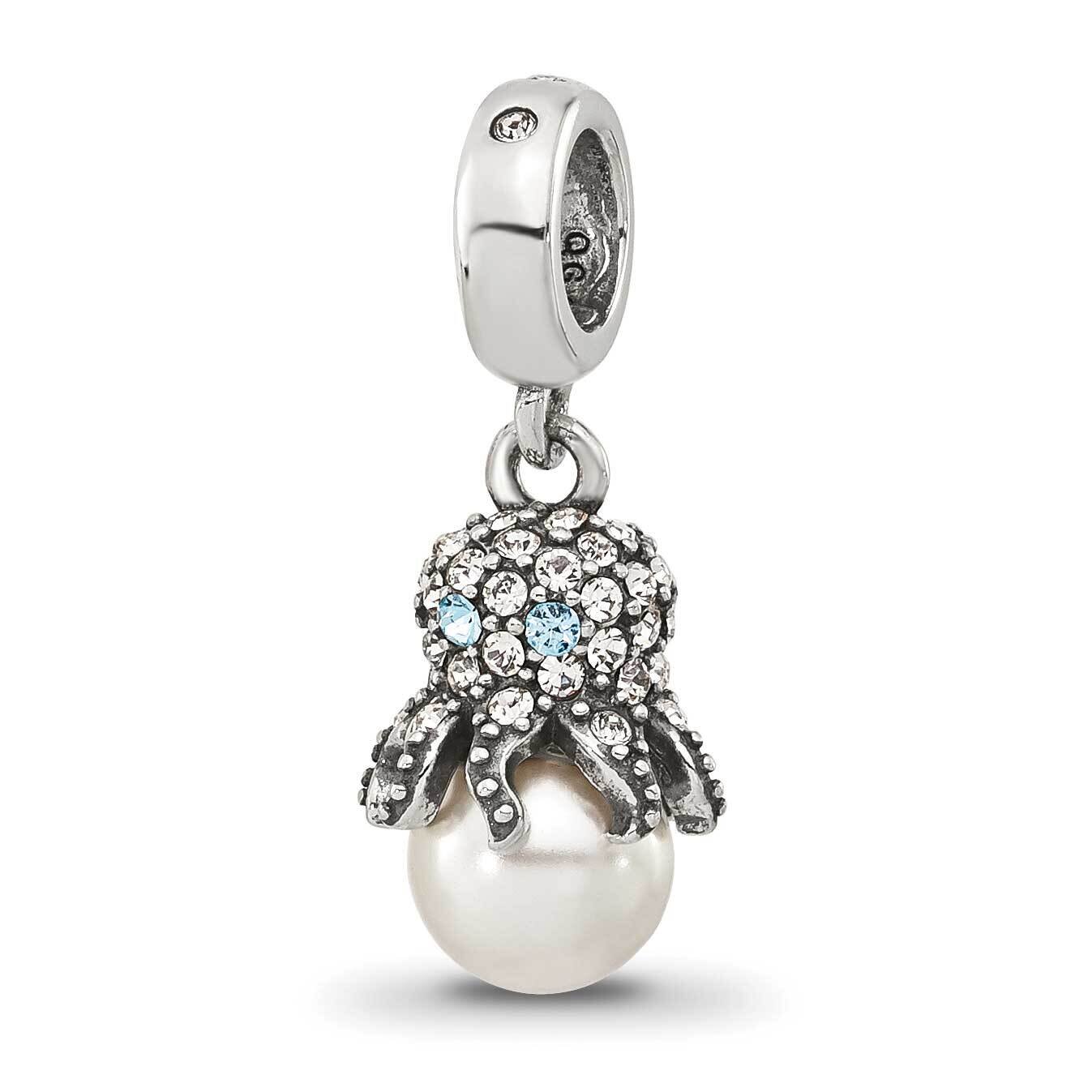 CZ &amp; Freshwater Cultured Pearl Octopus Bead Sterling Silver QRS4289, MPN: QRS4289,