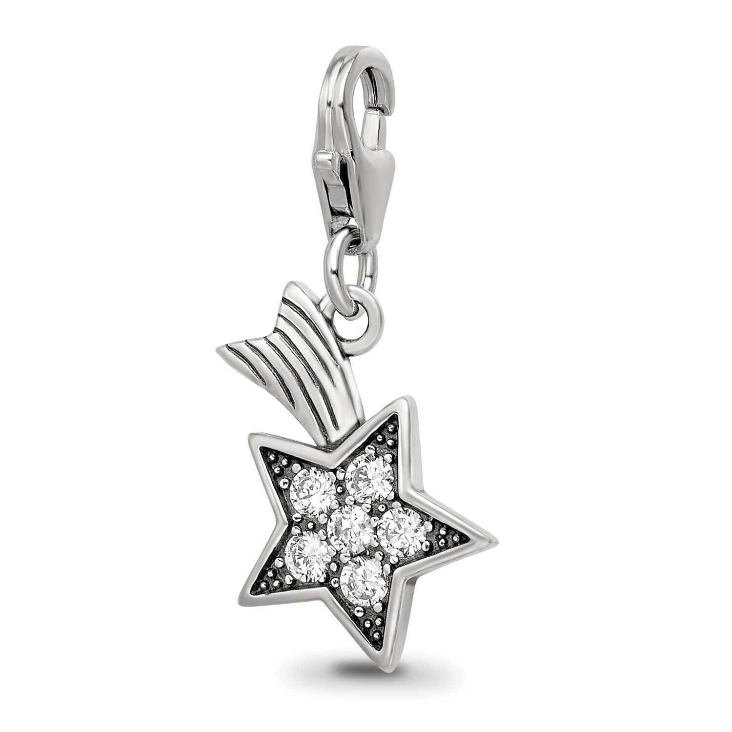CZ Shooting Star Click-On Bead Sterling Silver Rhodium-plated QRS4148