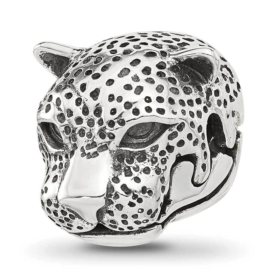 Polished Jaguar Head Hinged Bead Sterling Silver QRS4325, MPN: QRS4325,