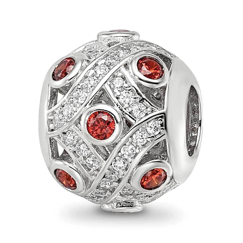 Dark Orange/White CZ Cut-Out Bead Sterling Silver Rhodium-plated QRS4152, MPN: QRS4152,