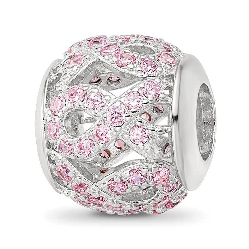 CZ Awareness Ribbon Bead Sterling Silver Rhodium-plated QRS4160, MPN: QRS4160,