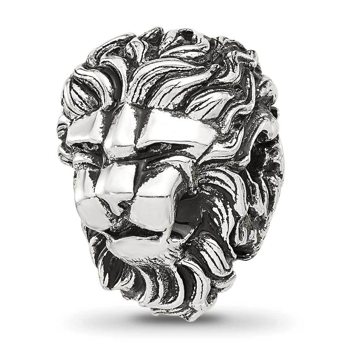 Antiqued Lion Hinged Bead Sterling Silver QRS4298