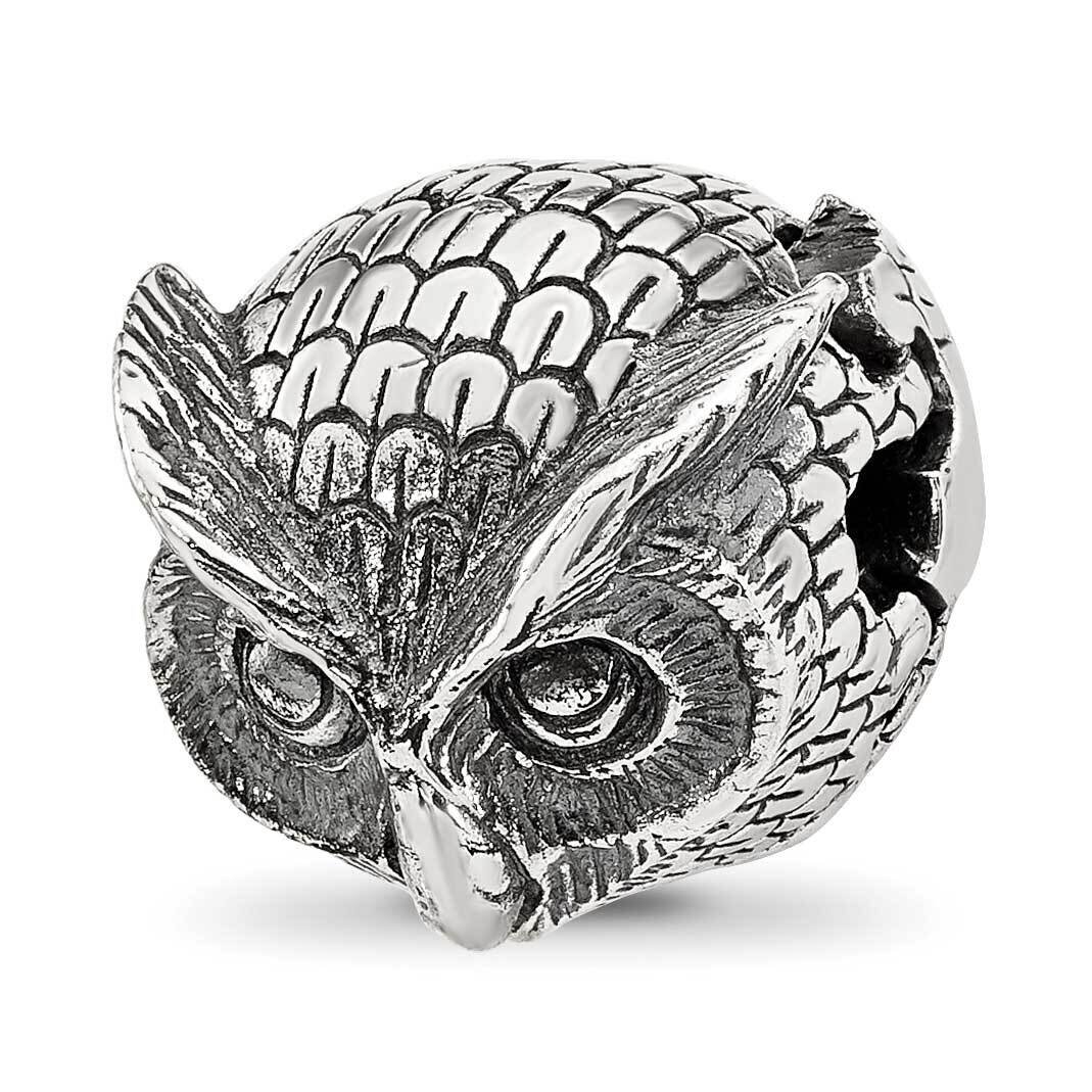 Antiqued Owl Hinged Bead Sterling Silver QRS4306