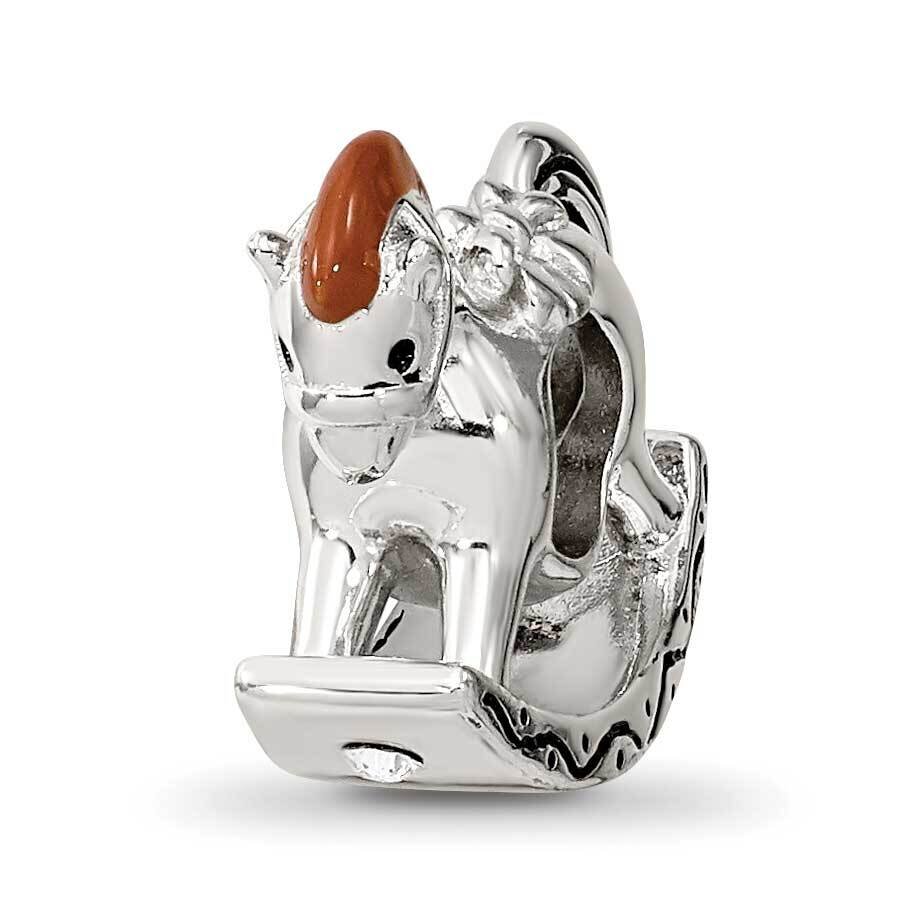 Crystals Enamel Rocking Horse Bead Sterling Silver Rhodium-plated QRS4178, MPN: QRS4178,