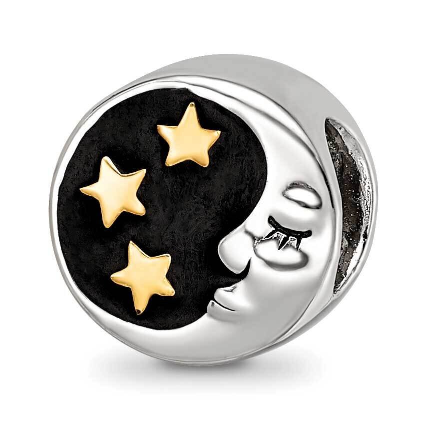 Gold-plated Enamel Moon/Stars Bead Sterling Silver Rhodium-plated QRS4184