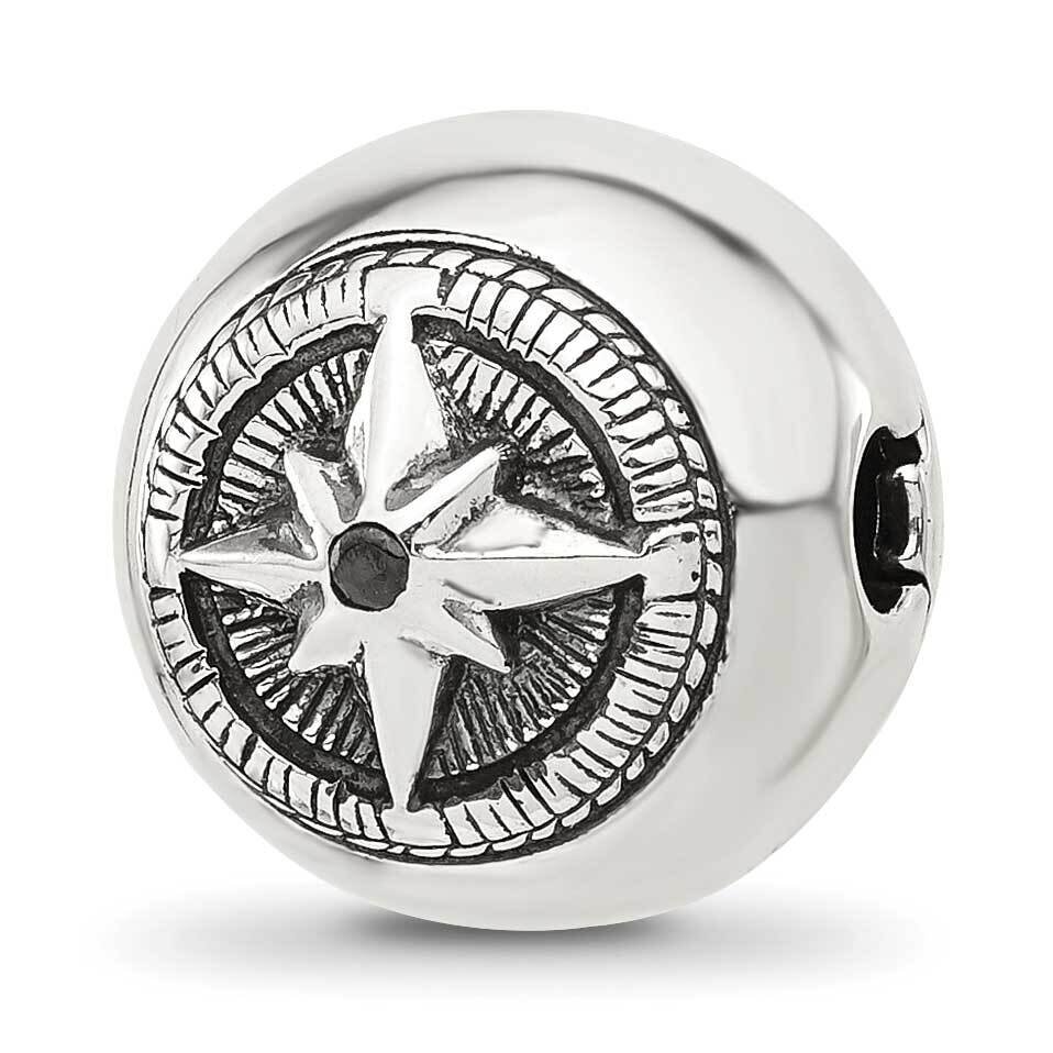 Round Star Compass Hinged Bead Sterling Silver QRS4314, MPN: QRS4314,