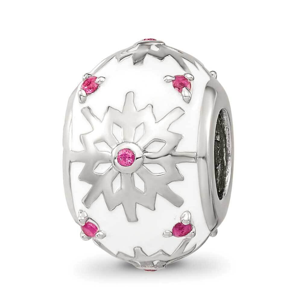 Enamel Crystal Snowflake Bead Sterling Silver Rhodium-plated QRS4192, MPN: QRS4192,