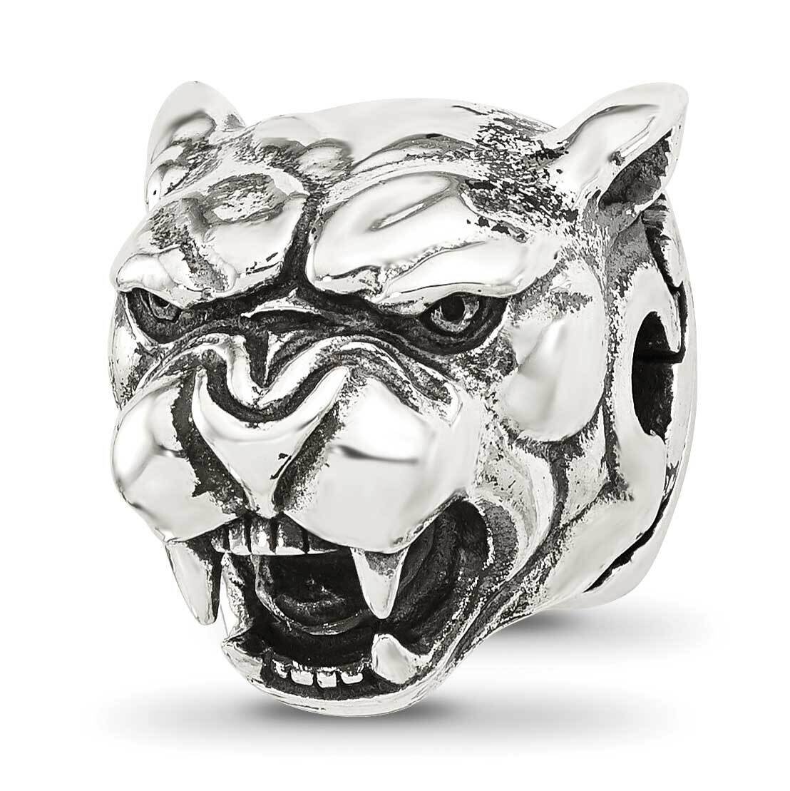 Antiqued Panther Head Hinged Bead Sterling Silver QRS4332, MPN: QRS4332,
