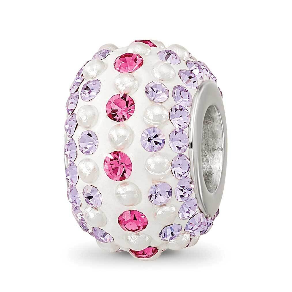Pink/Purple Preciosa Crystal & Imitation Pearl Bead Sterling Silver Rhodium-plated QRS4196