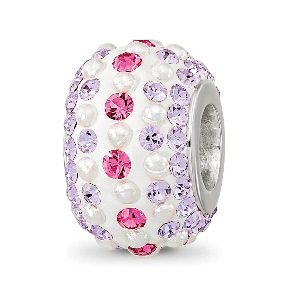 Pink/Purple Preciosa Crystal &amp; Imitation Pearl Bead Sterling Silver Rhodium-plated QRS4196, MPN: QR…