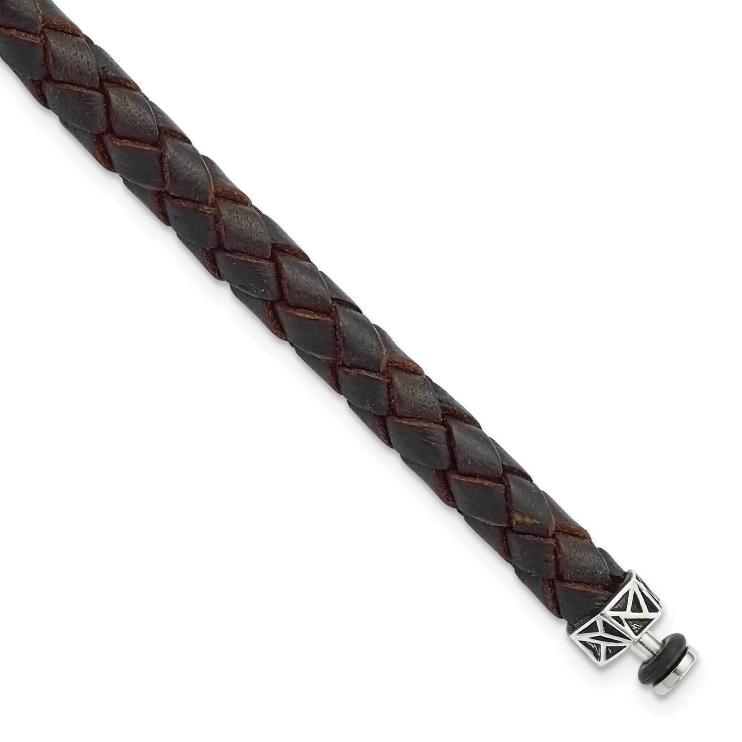6mm Brown Gen. Leather 8in Bracelet/Bead not included, sold seperately Sterling Silver QRS4335BRN-8