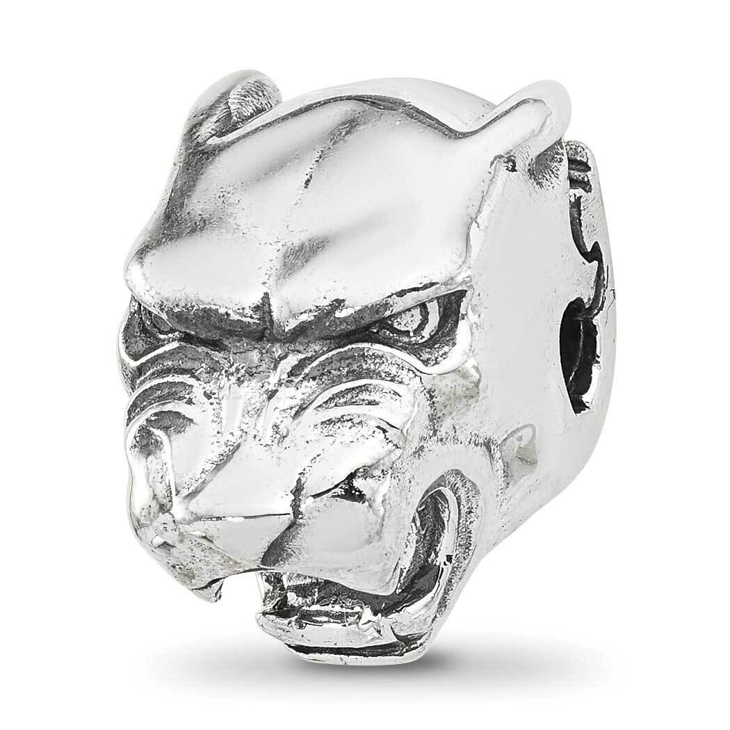 Polished Panther Head Hinged Bead Sterling Silver QRS4324, MPN: QRS4324,