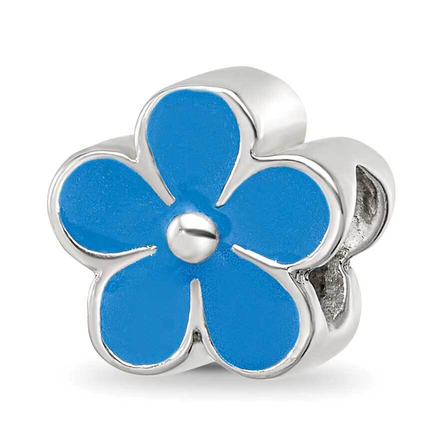 Blue Enamel Flower Bead Sterling Silver QRS4202