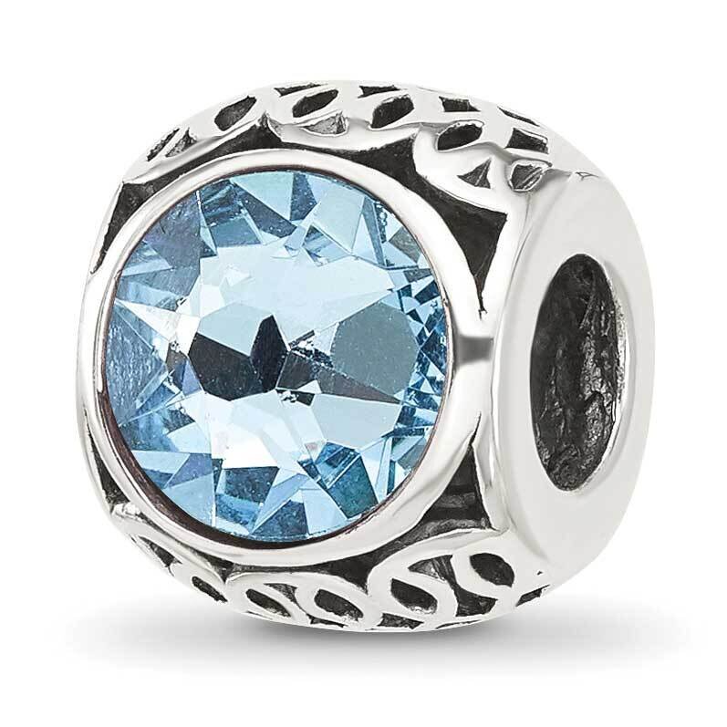 Antiqued Light Blue Swarovski Crystal Bead Sterling Silver QRS4365, MPN: QRS4365,