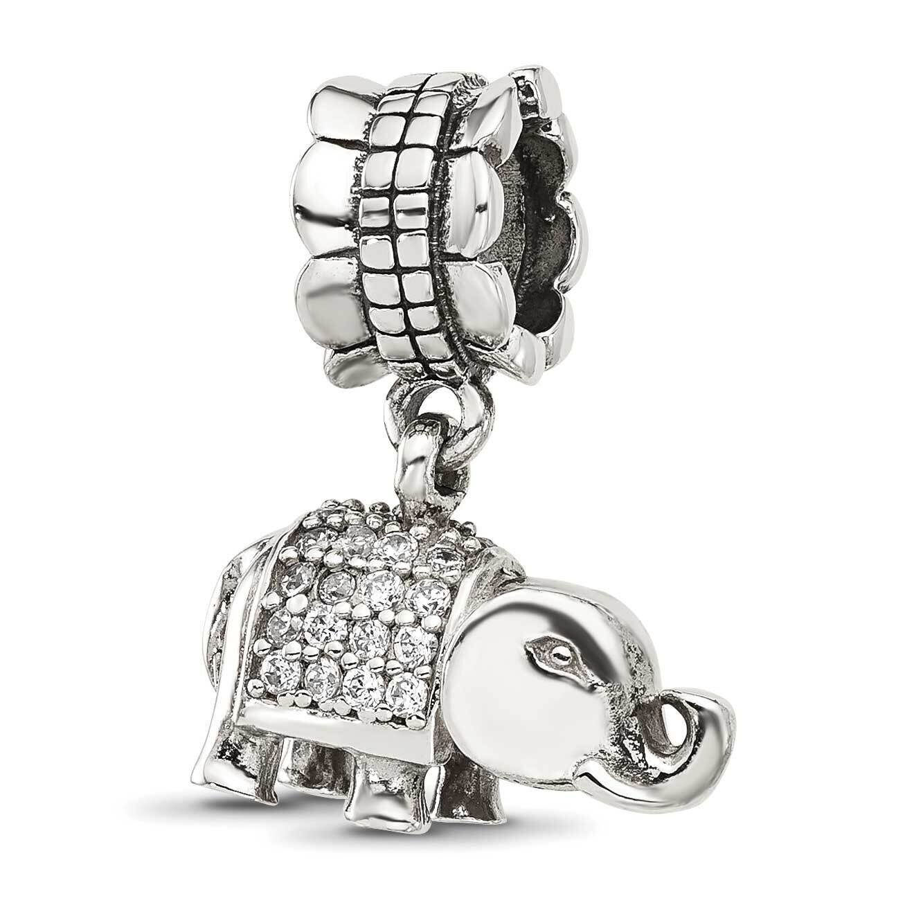 CZ Elephant Dangle Bead Sterling Silver QRS4339, MPN: QRS4339,