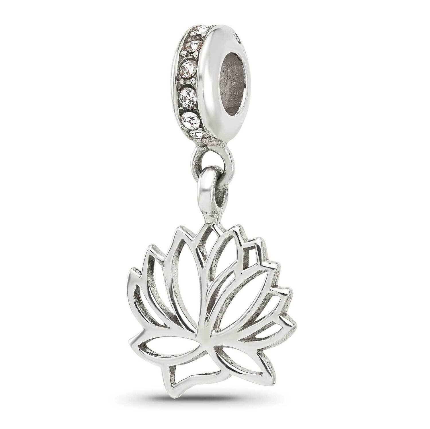Swarovski Crystal Lotus Flower Dangle Bead Sterling Silver QRS4344