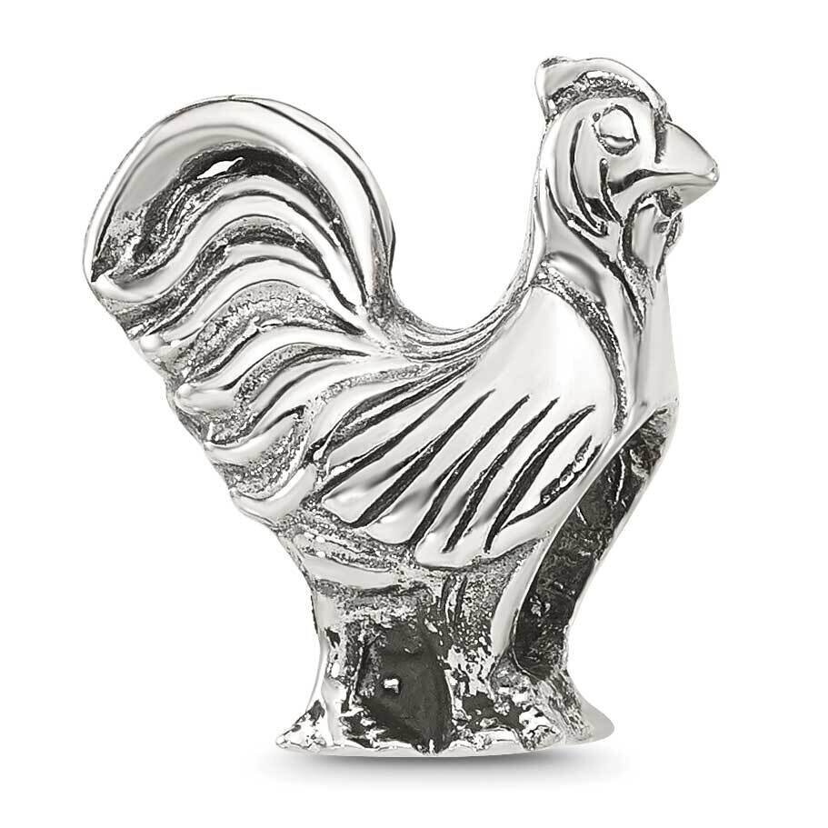 Polished Rooster Bead Sterling Silver QRS4348, MPN: QRS4348,
