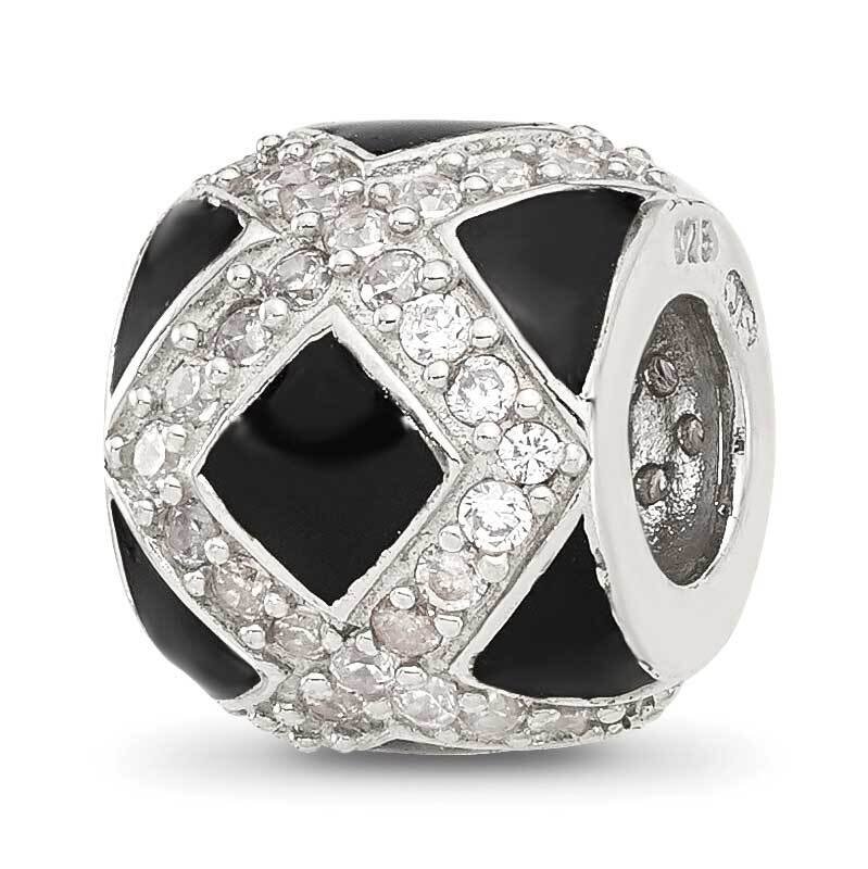 CZ Black Enameled Fancy Bead Sterling Silver QRS4379, MPN: QRS4379,