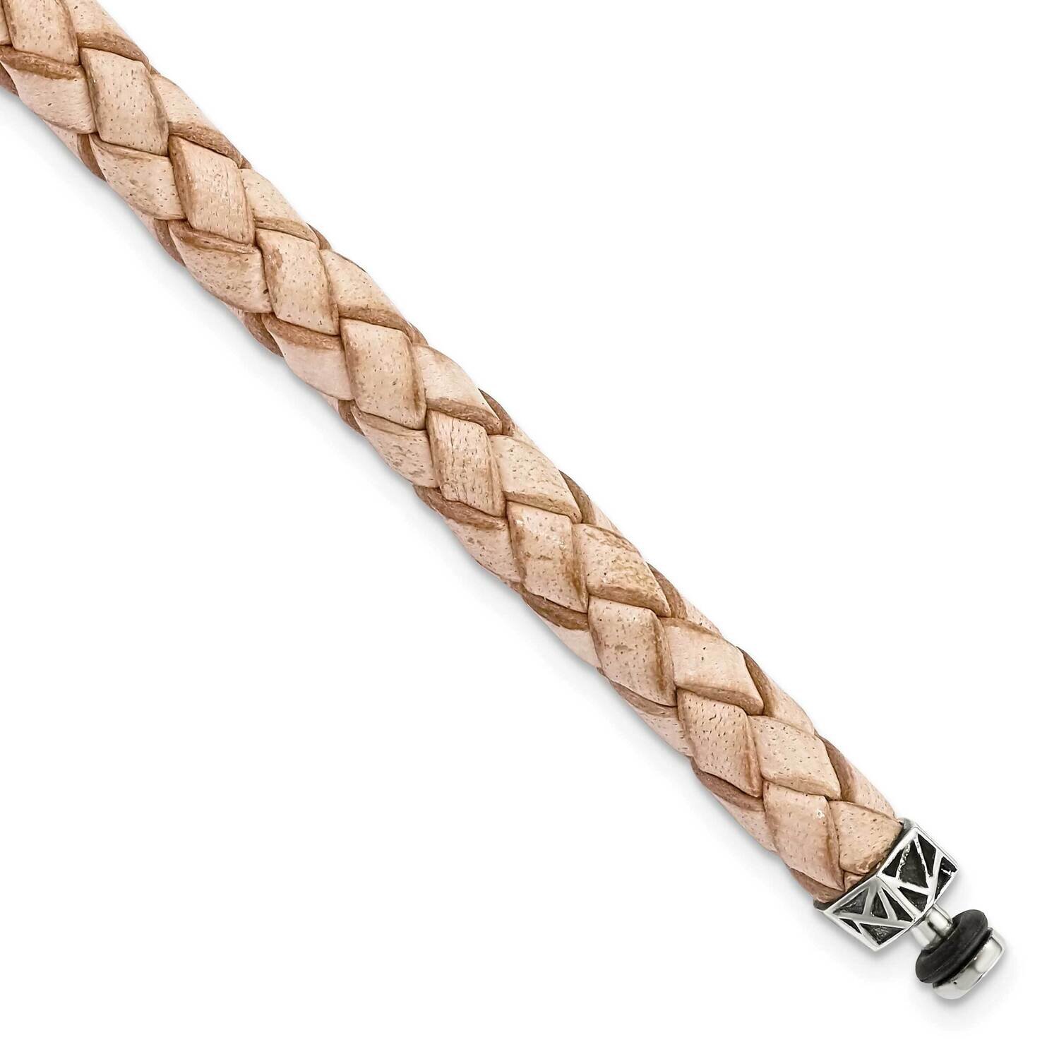 6mm Tan Gen. Leather 8in Bracelet/Bead not included, sold seperately Sterling Silver QRS4335TAN-8, …