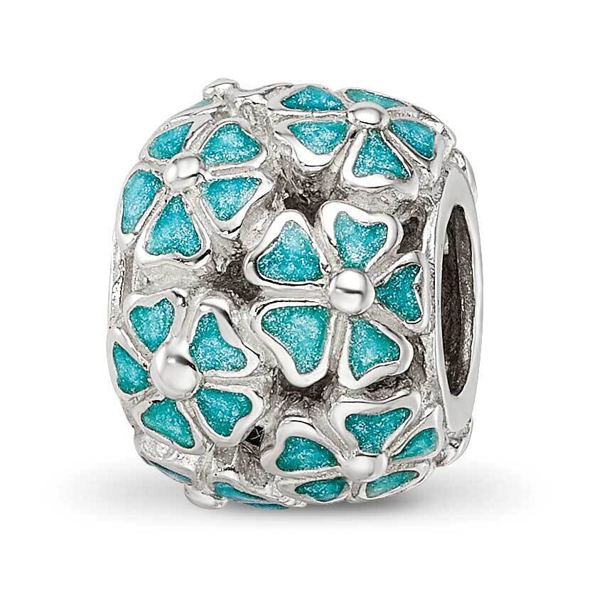 Green Enamel Floral Bead Sterling Silver QRS4233, MPN: QRS4233,