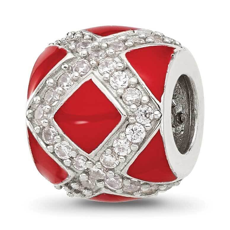 CZ Red Enameled Fancy Bead Sterling Silver QRS4381, MPN: QRS4381,