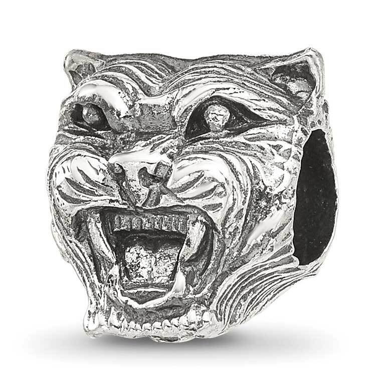 Antiqued Tiger Head Bead Sterling Silver QRS4356