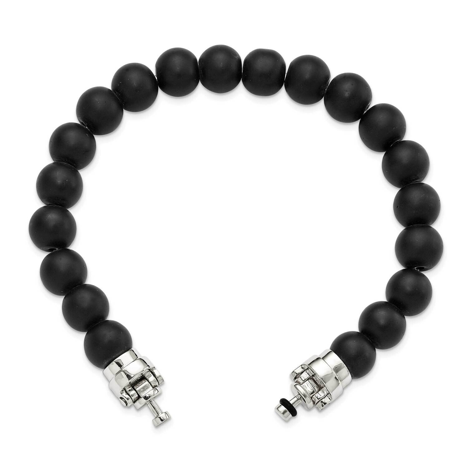 10mm Matte Black Onyx Beaded 8in Bracelet/Bead not included, sold seperately Sterling Silver QRS4336OYX-10MM-8