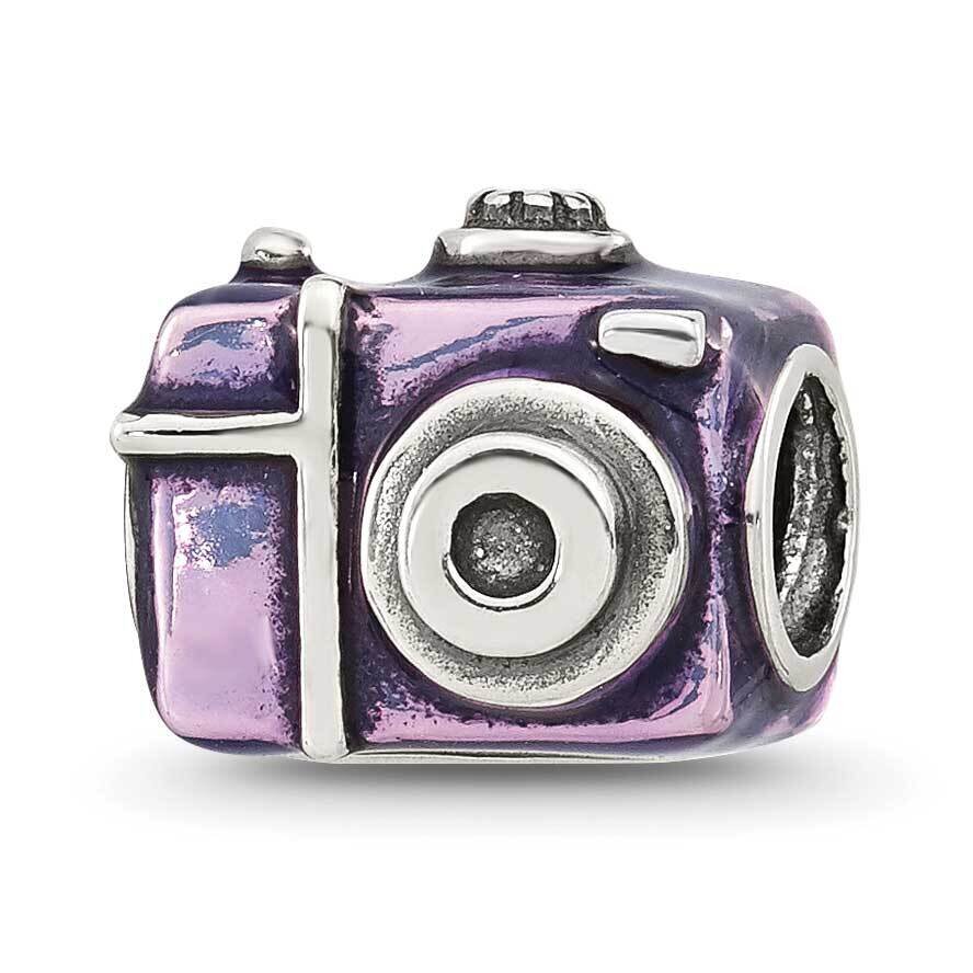 Purple Enamel Camera Bead Sterling Silver QRS4278, MPN: QRS4278,