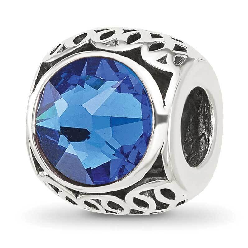 Antiqued Blue Swarovski Crystal Bead Sterling Silver QRS4367