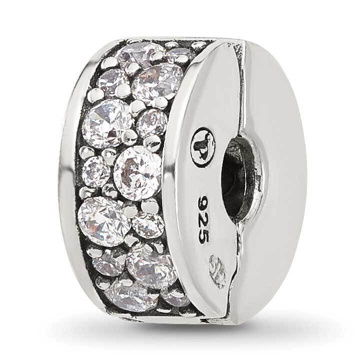 Cluster CZ Clip Bead Sterling Silver QRS4392, MPN: QRS4392,